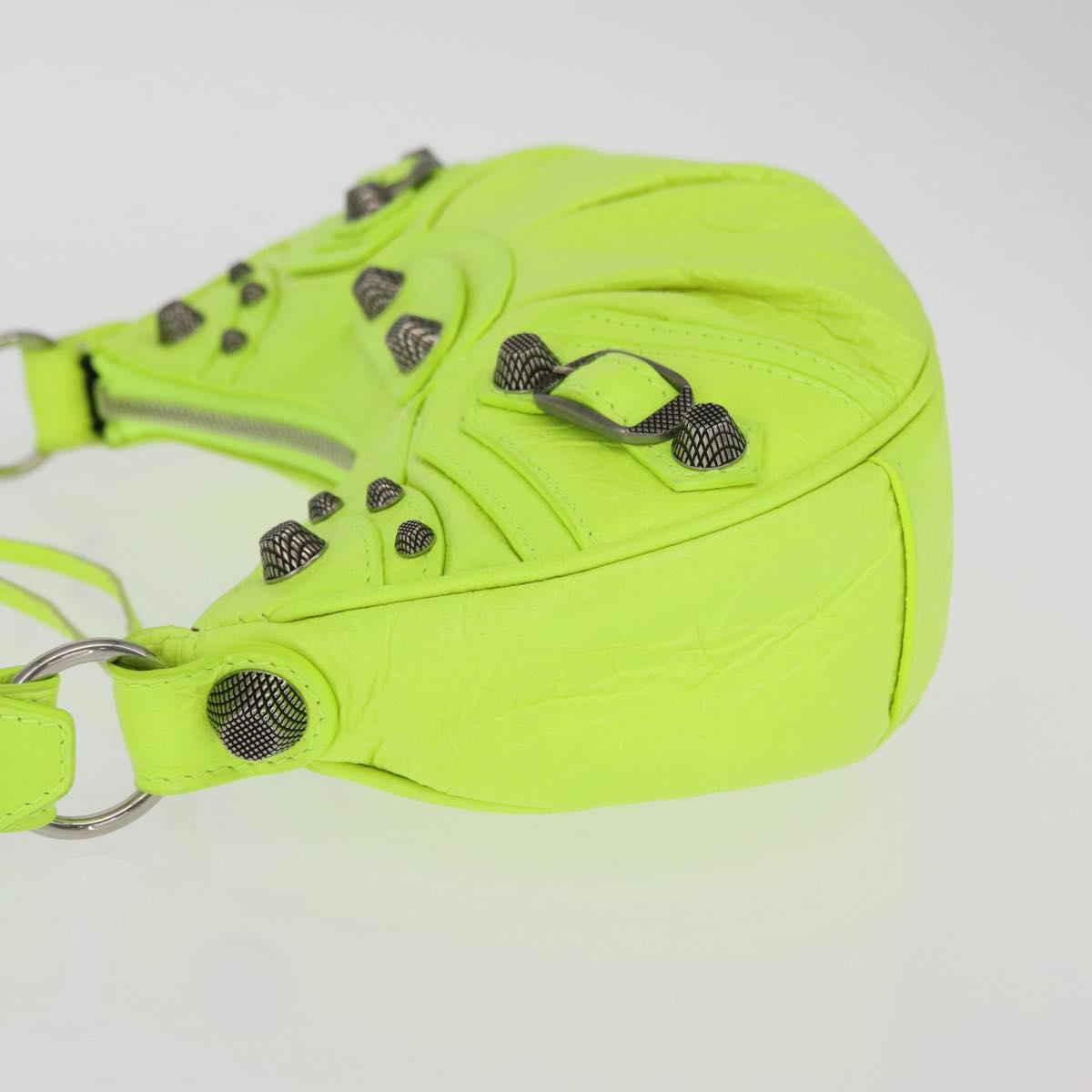 BALENCIAGA LucaGol XS Hand Bag Leather Neon yellow 671309 Auth am10278SAM