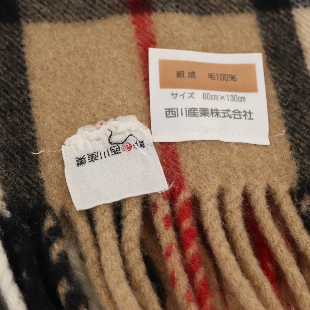 Burberrys Nova Check Stole Wool Beige Auth am10282