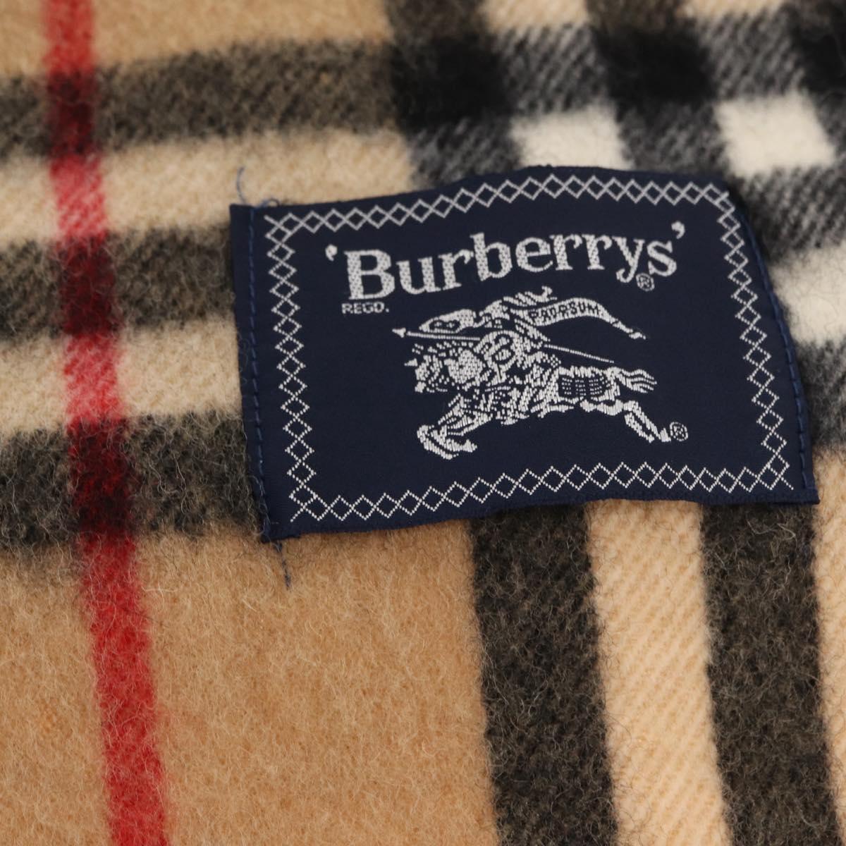 Burberrys Nova Check Stole Wool Beige Auth am10282