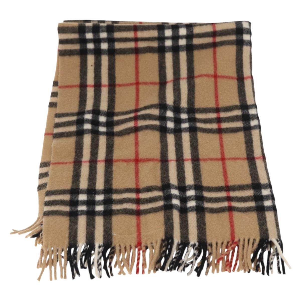 Burberrys Nova Check Stole Wool Beige Auth am10282