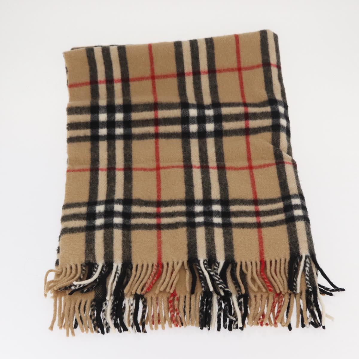 Burberrys Nova Check Stole Wool Beige Auth am10282
