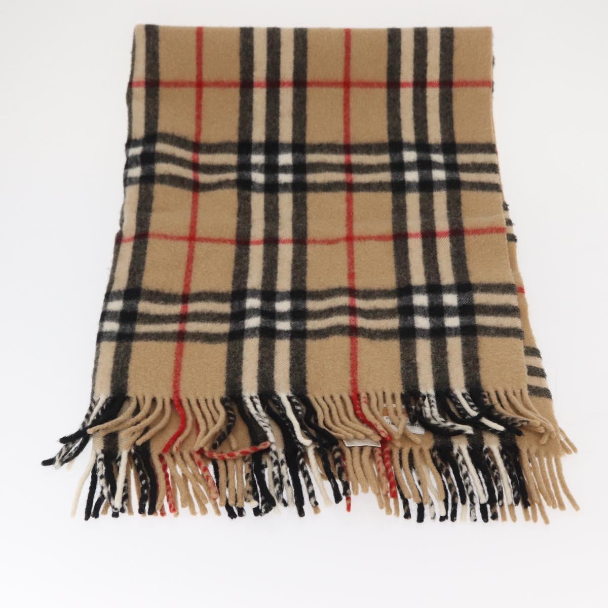 Burberrys Nova Check Stole Wool Beige Auth am10282