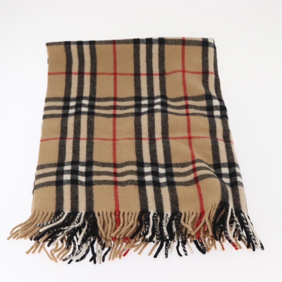 Burberrys Nova Check Stole Wool Beige Auth am10282