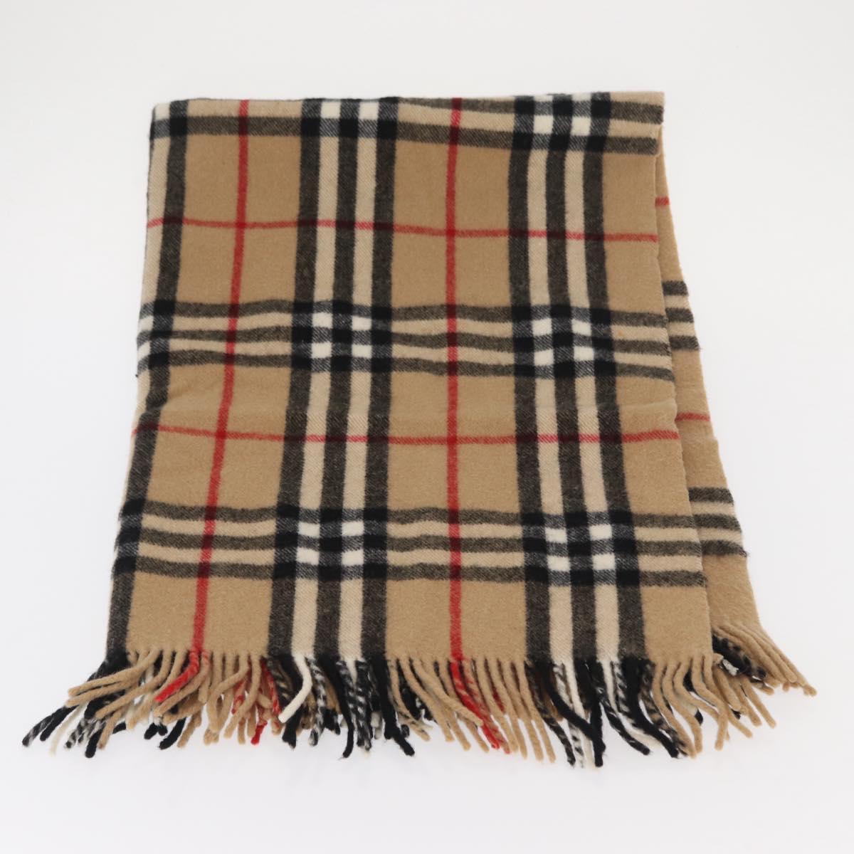 Burberrys Nova Check Stole Wool Beige Auth am10282