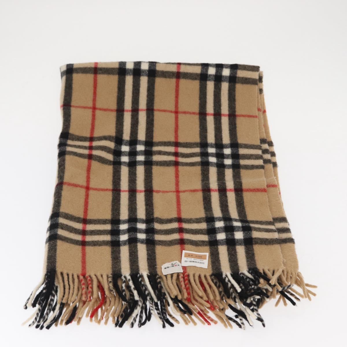 Burberrys Nova Check Stole Wool Beige Auth am10282
