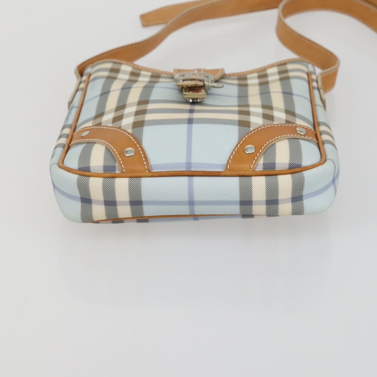 BURBERRY Nova Check Hand Bag Leather PVC 2 Set White Light Blue Auth am10287