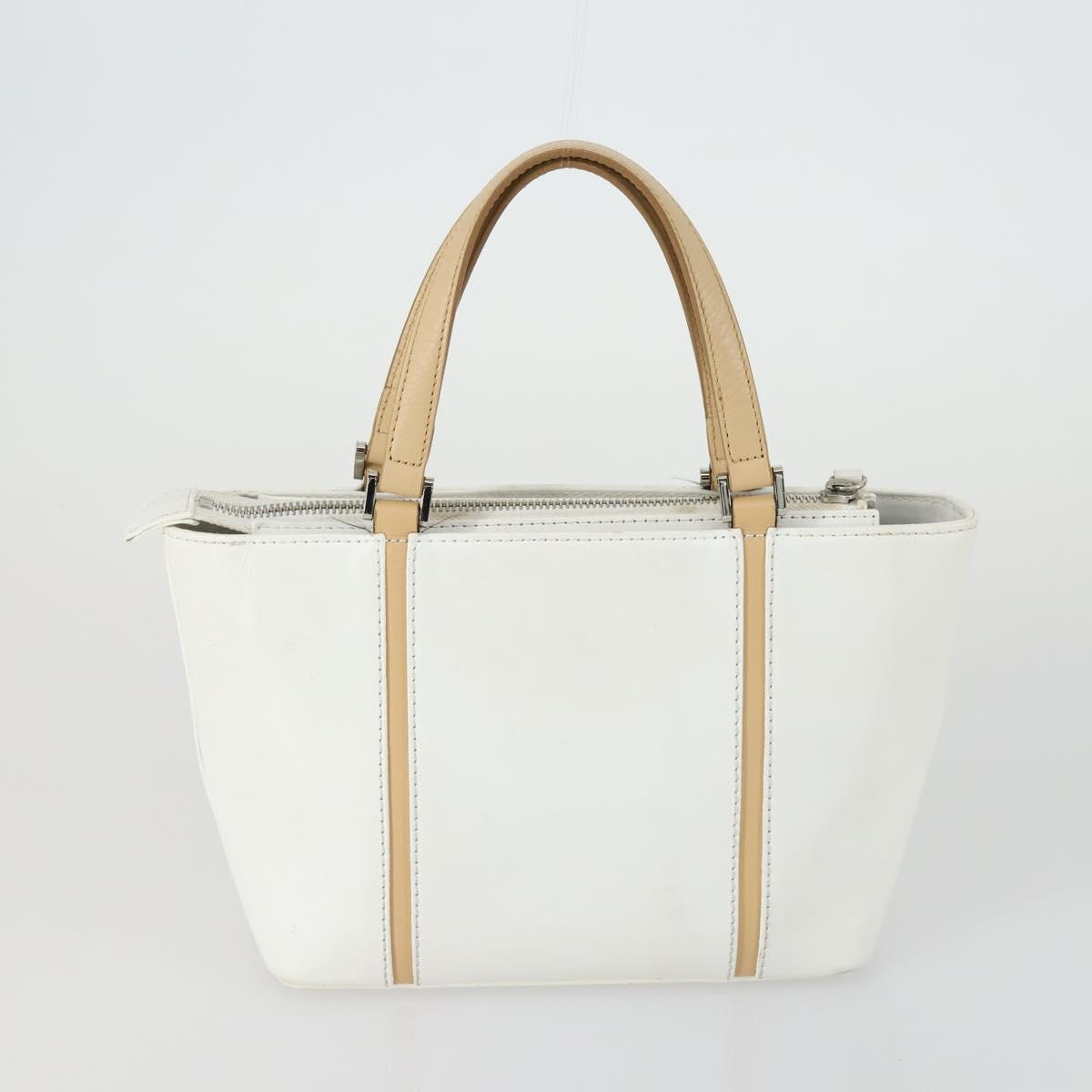 BURBERRY Nova Check Hand Bag Leather PVC 2 Set White Light Blue Auth am10287