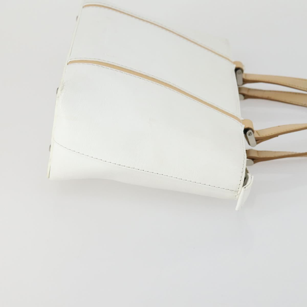 BURBERRY Nova Check Hand Bag Leather PVC 2 Set White Light Blue Auth am10287