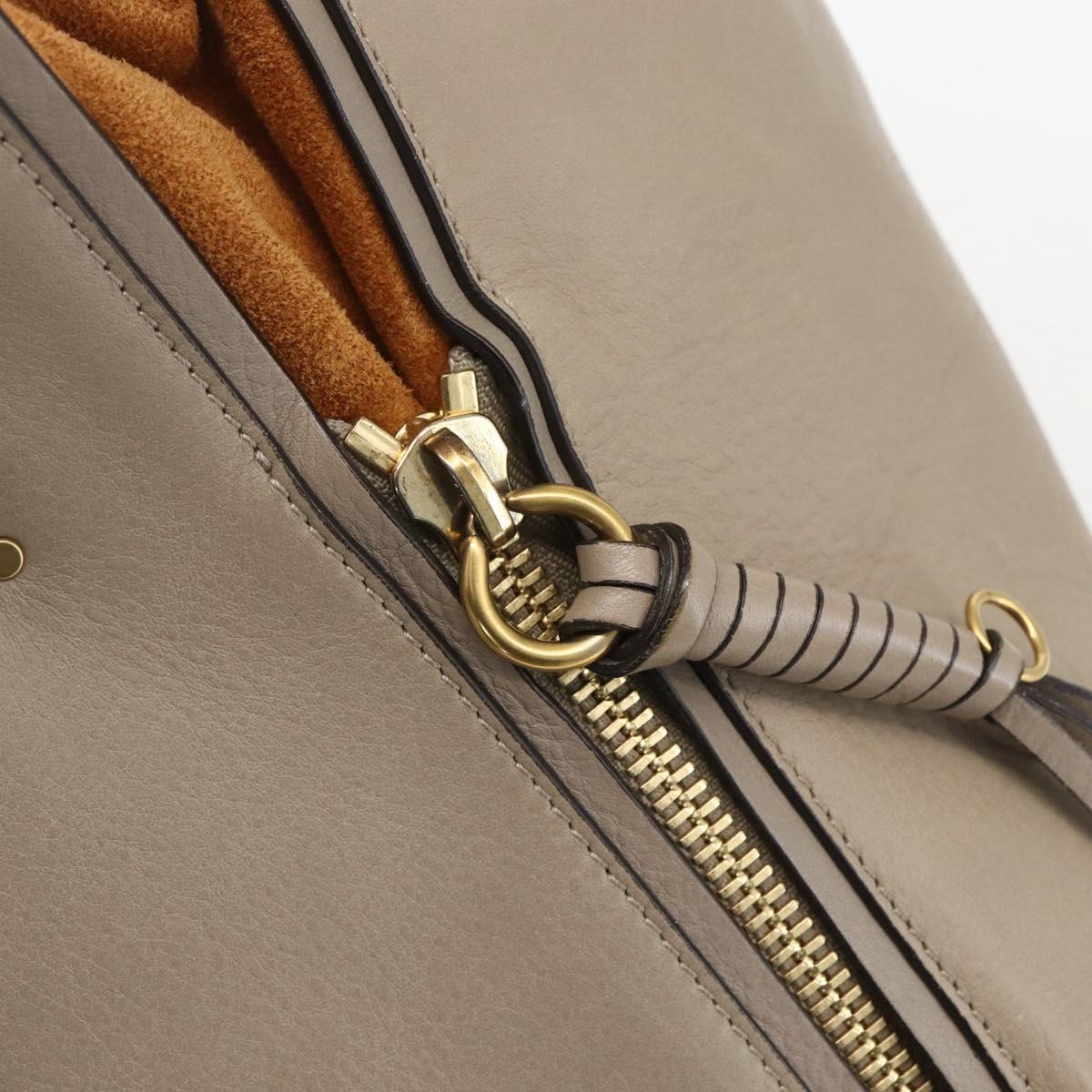 Chloe Milo Tote Bag Leather Beige Gold Auth am10289
