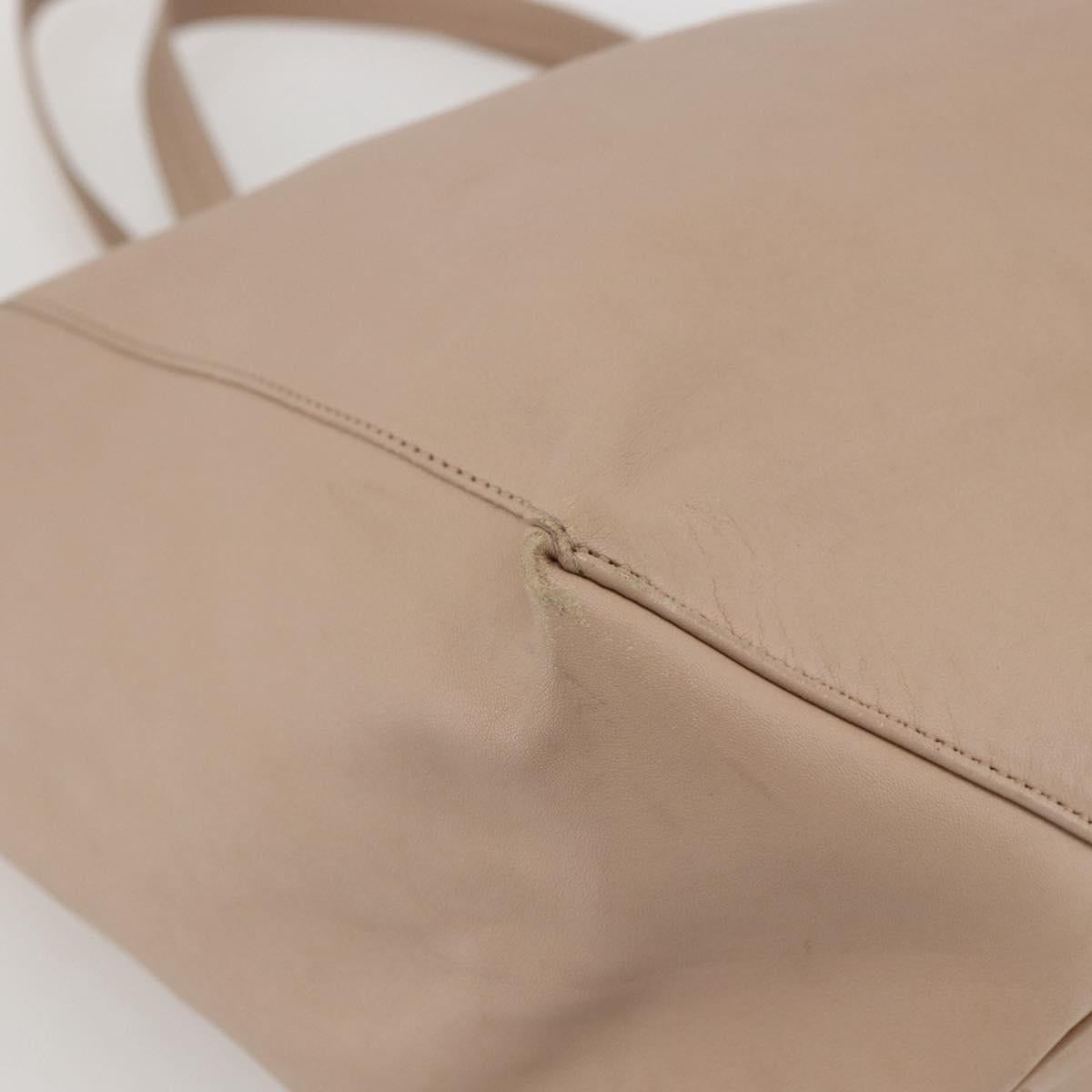 CELINE Horizontalkava Tote Bag Leather Beige Auth am10290