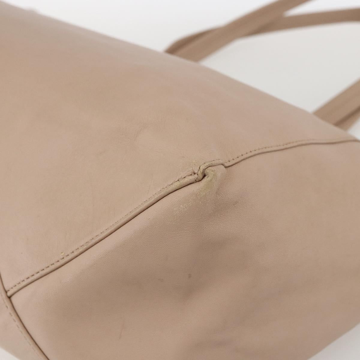 CELINE Horizontalkava Tote Bag Leather Beige Auth am10290
