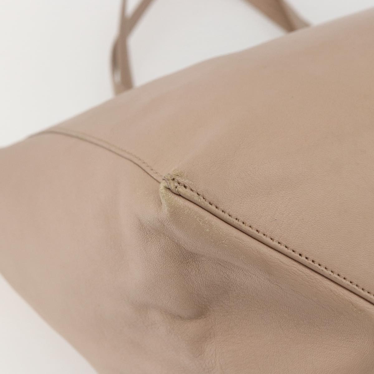 CELINE Horizontalkava Tote Bag Leather Beige Auth am10290