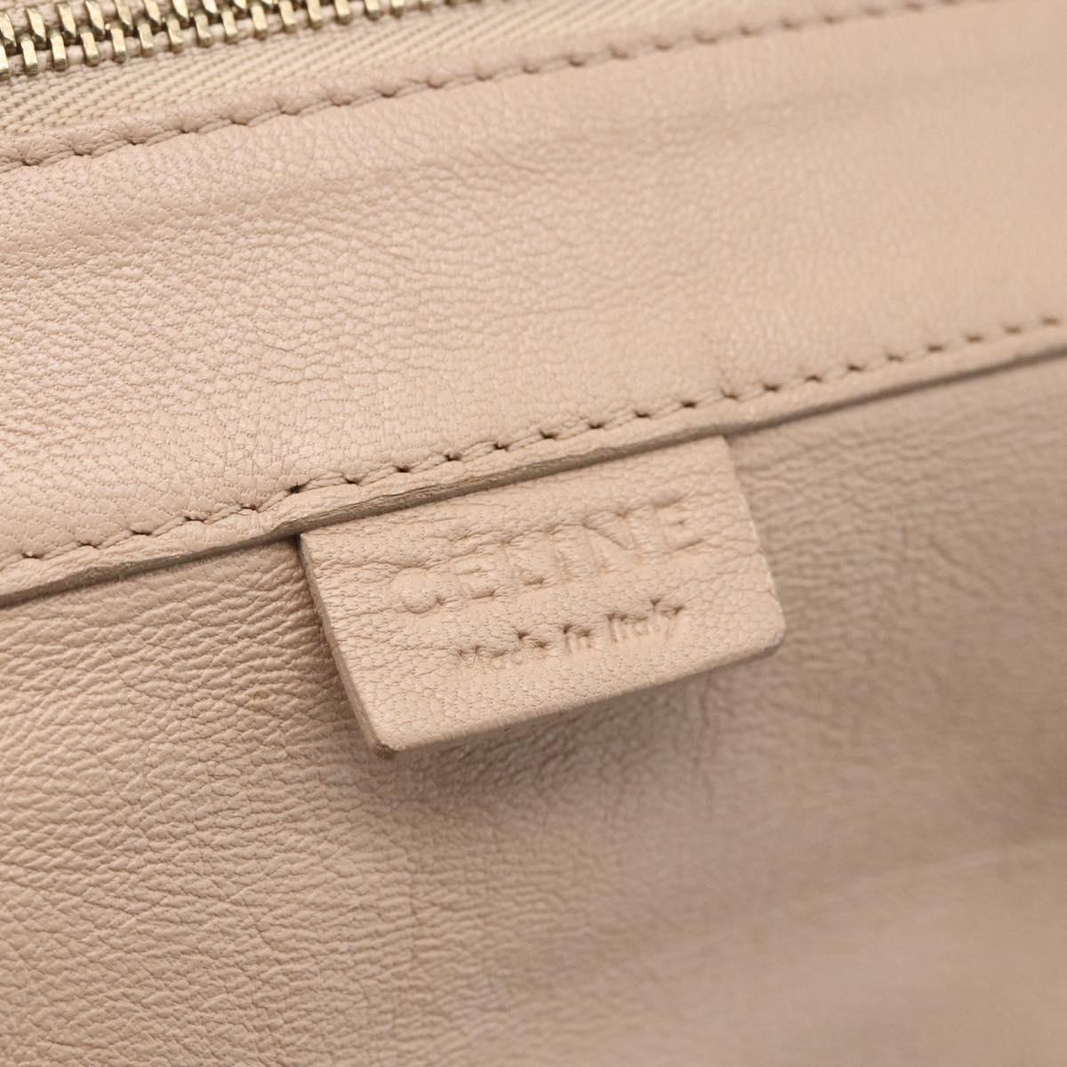 CELINE Horizontalkava Tote Bag Leather Beige Auth am10290