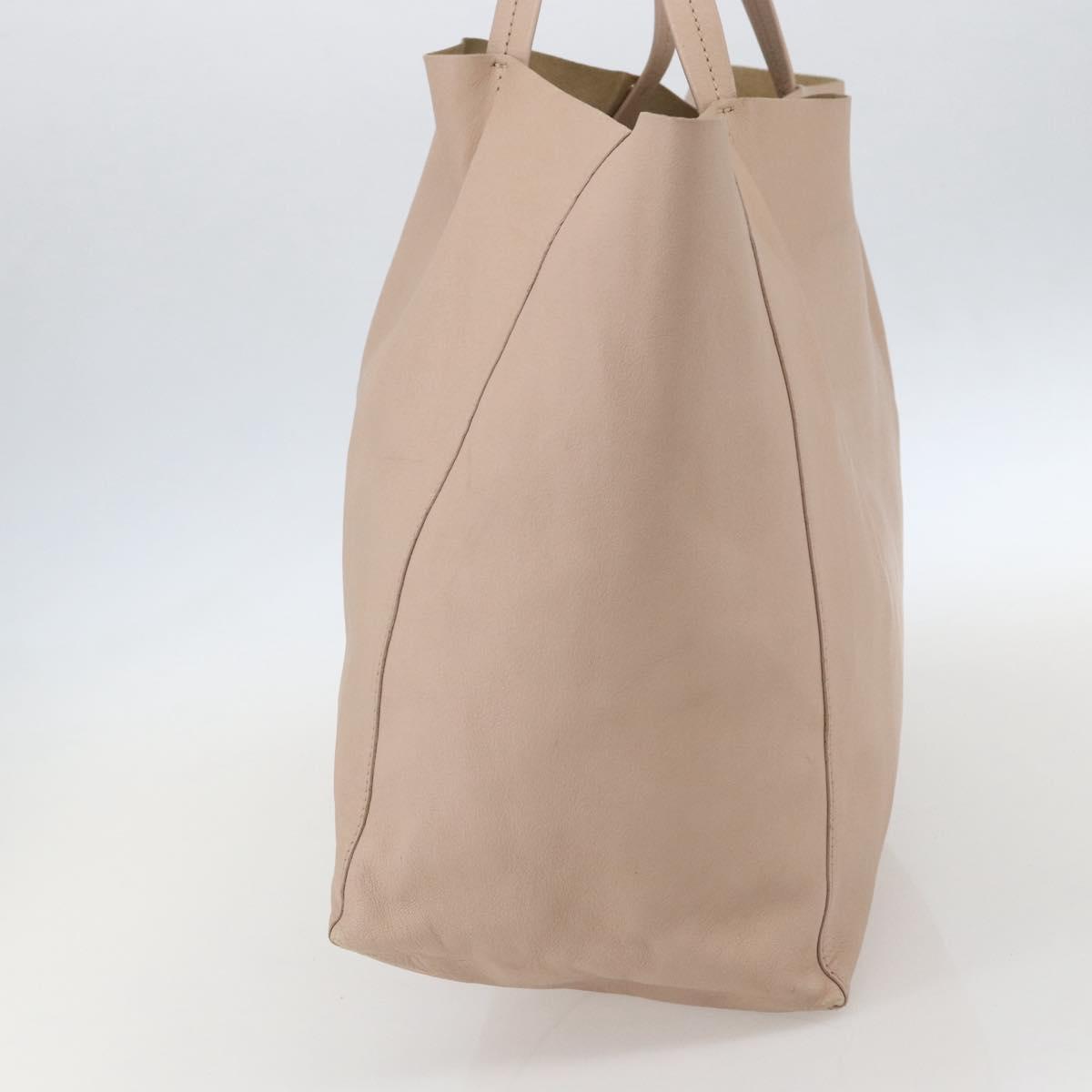 CELINE Horizontalkava Tote Bag Leather Beige Auth am10290