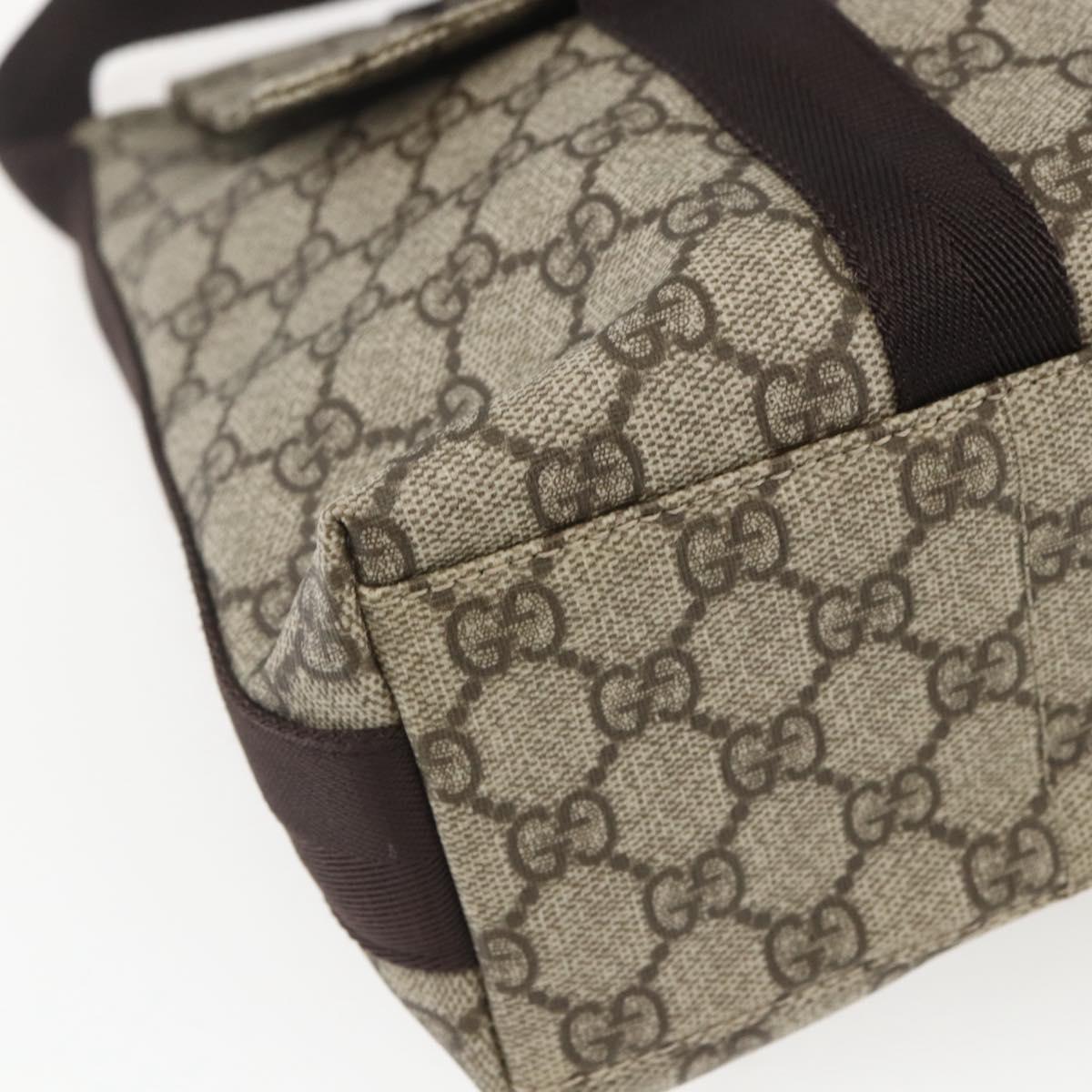 GUCCI GG Supreme Shoulder Bag PVC Leather Beige Silver 122373 Auth am10297V