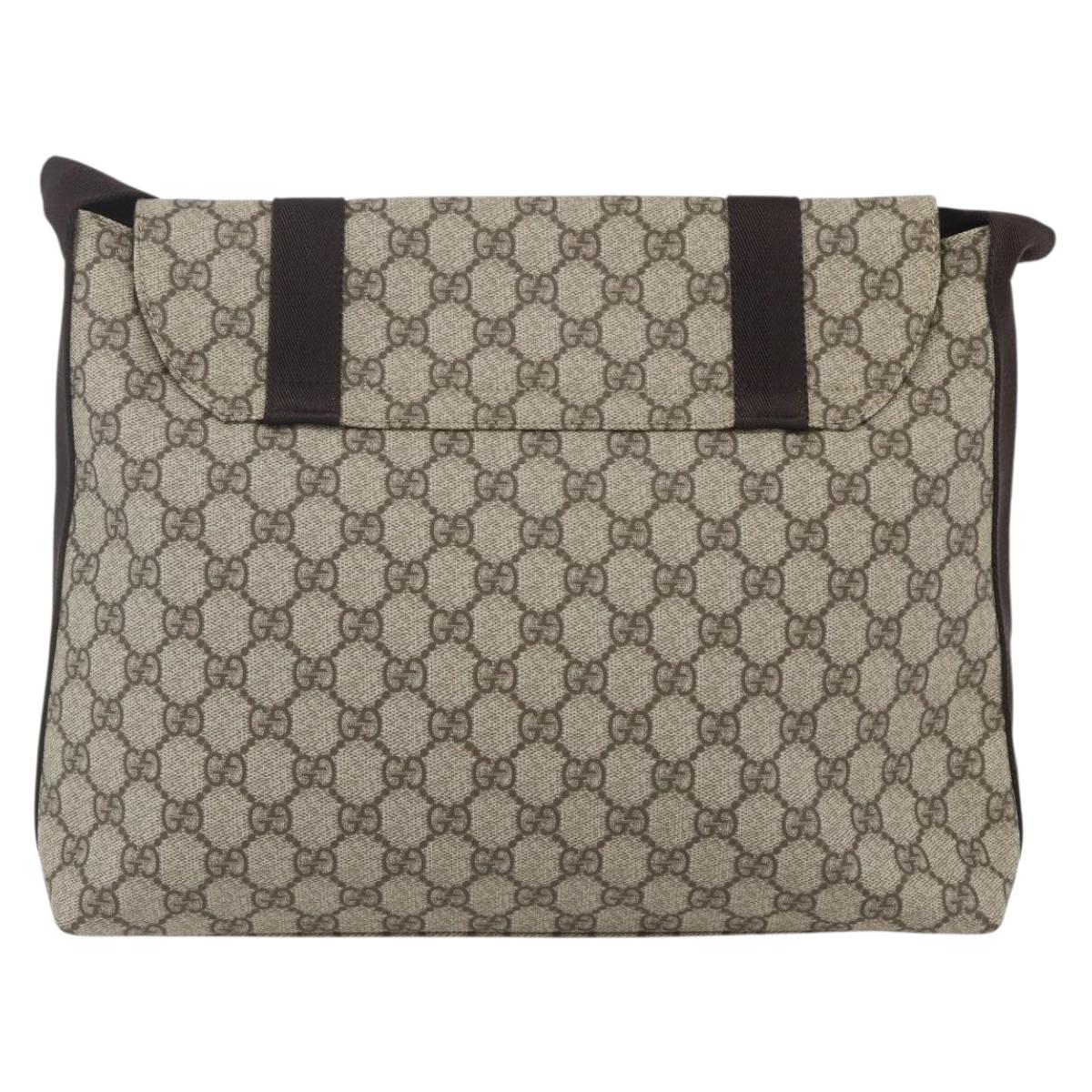GUCCI GG Supreme Shoulder Bag PVC Leather Beige Silver 122373 Auth am10297V