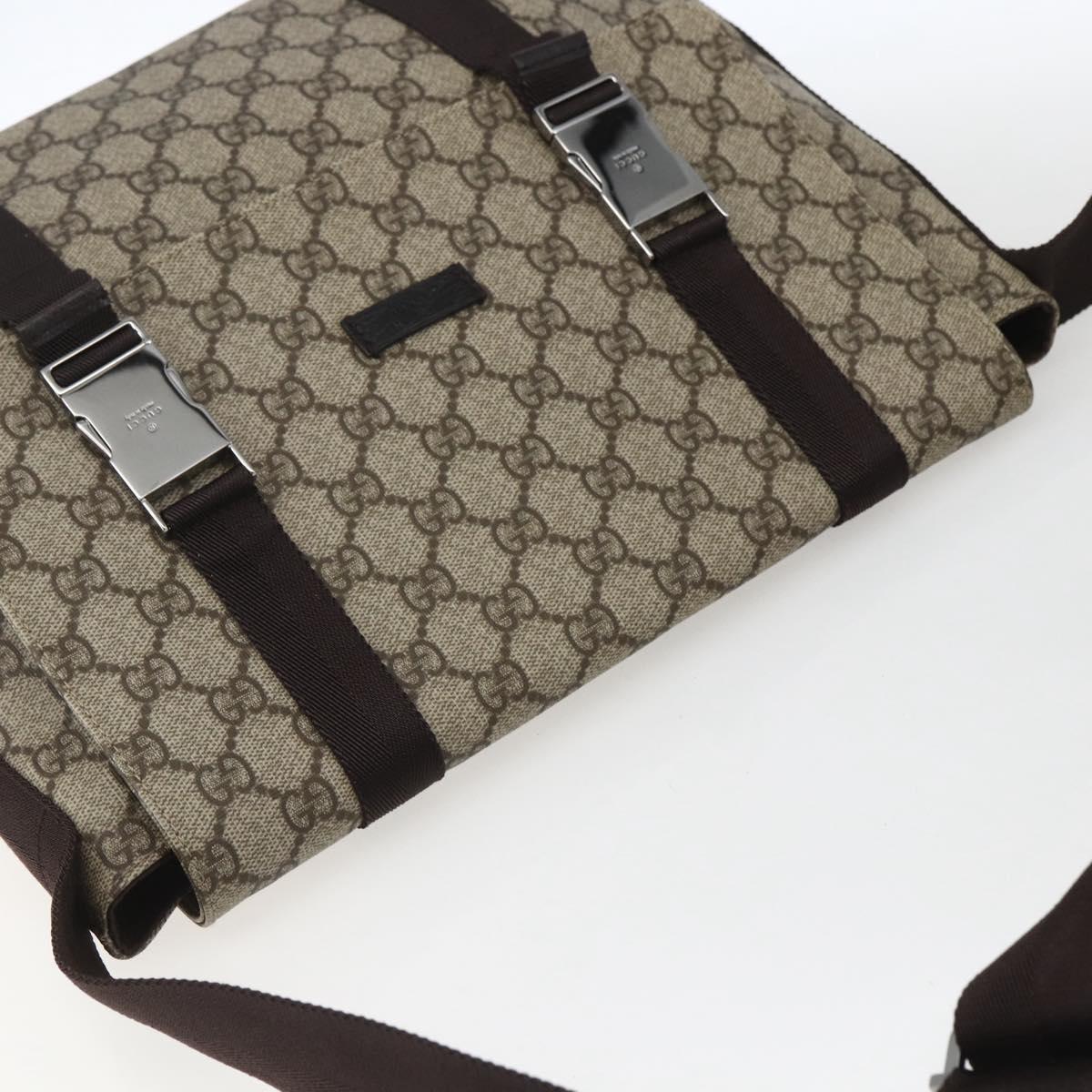 GUCCI GG Supreme Shoulder Bag PVC Leather Beige Silver 122373 Auth am10297V