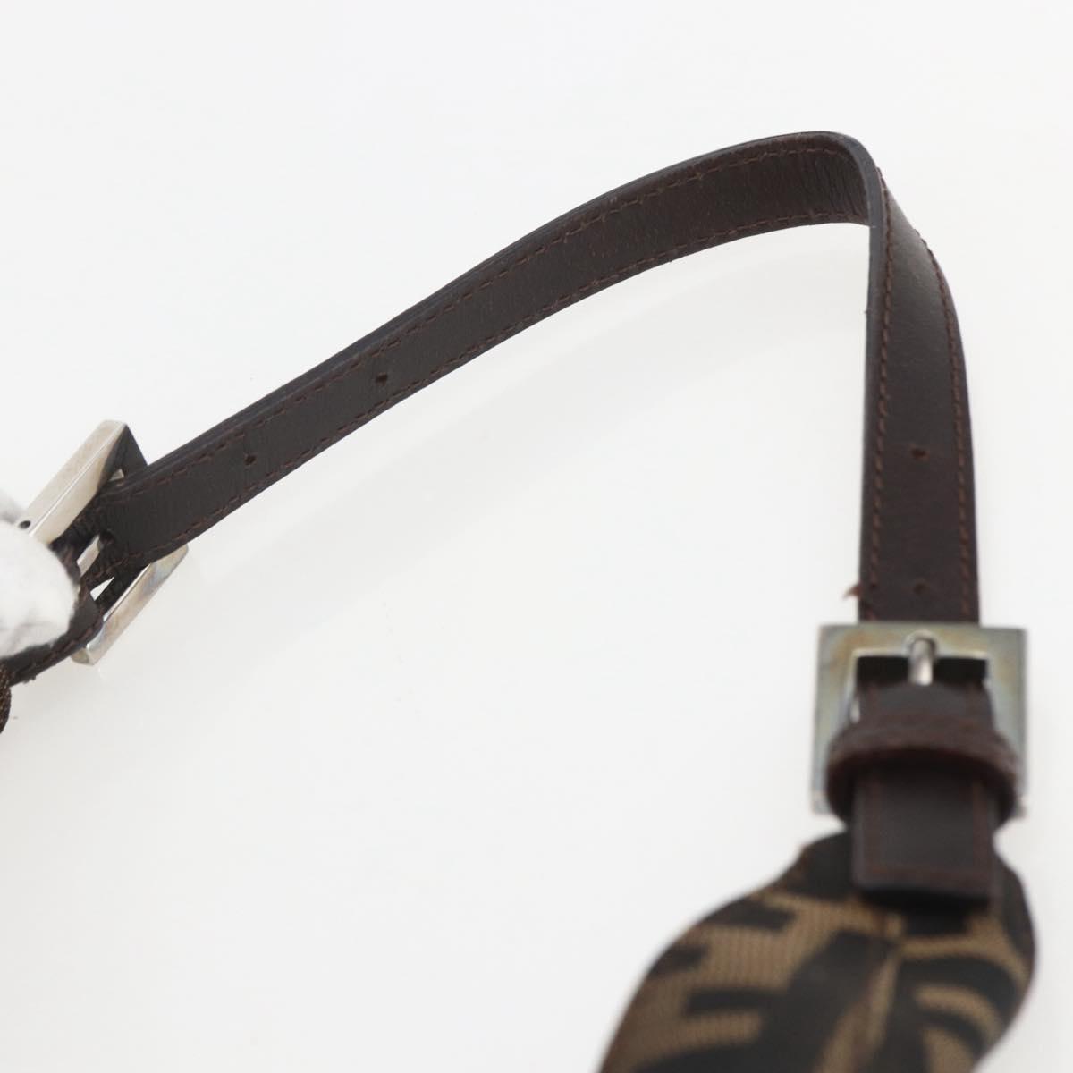 FENDI Zucca Canvas Hand Bag Black Brown Silver Auth am10298