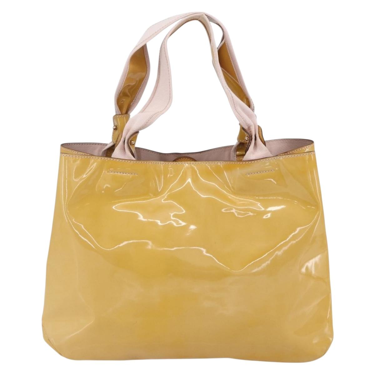 Salvatore Ferragamo Vala Hand Bag Enamel Yellow Gold Auth am10303
