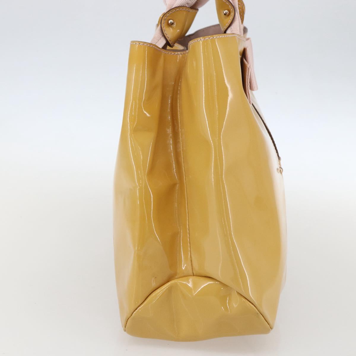 Salvatore Ferragamo Vala Hand Bag Enamel Yellow Gold Auth am10303