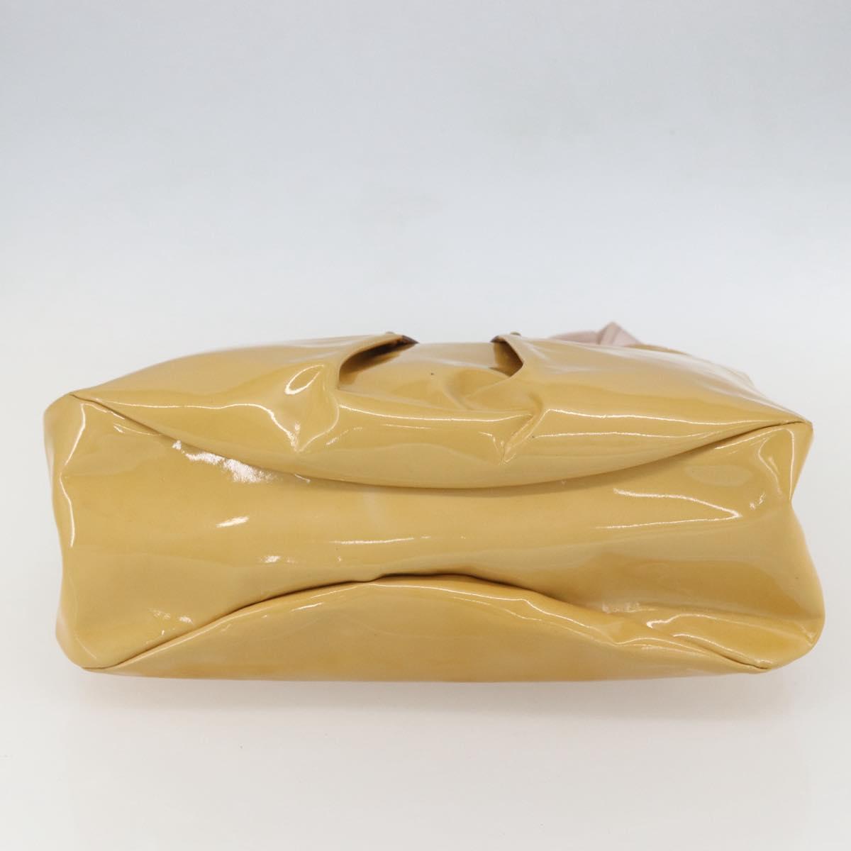 Salvatore Ferragamo Vala Hand Bag Enamel Yellow Gold Auth am10303