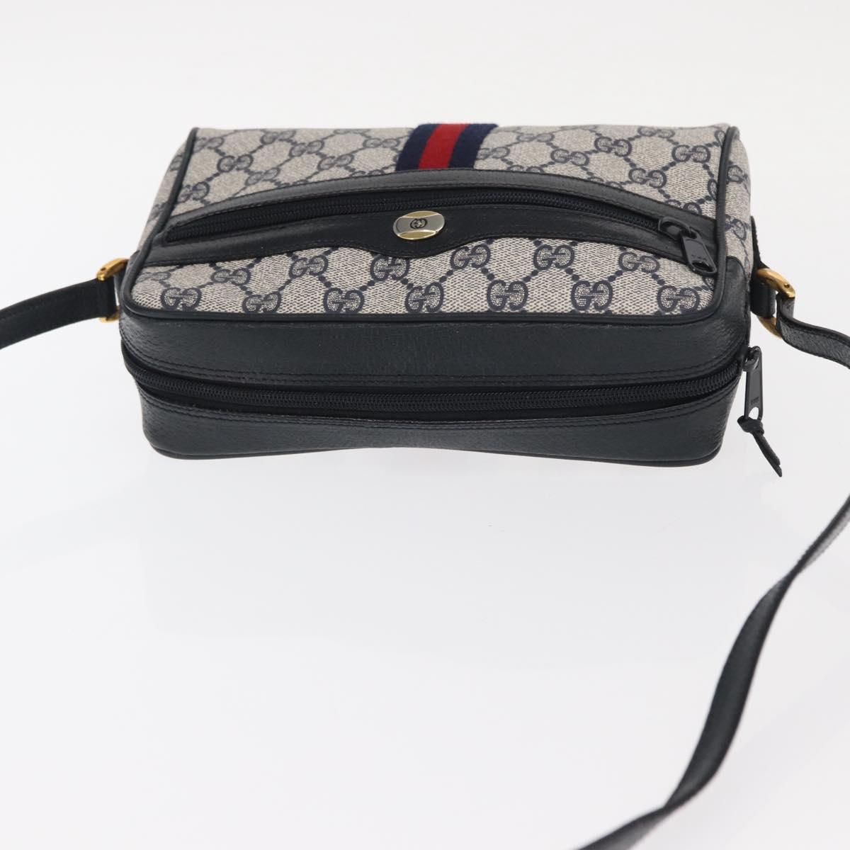 GUCCI GG Supreme Sherry Line Shoulder Bag PVC Navy Red 89 02 004 Auth am10314
