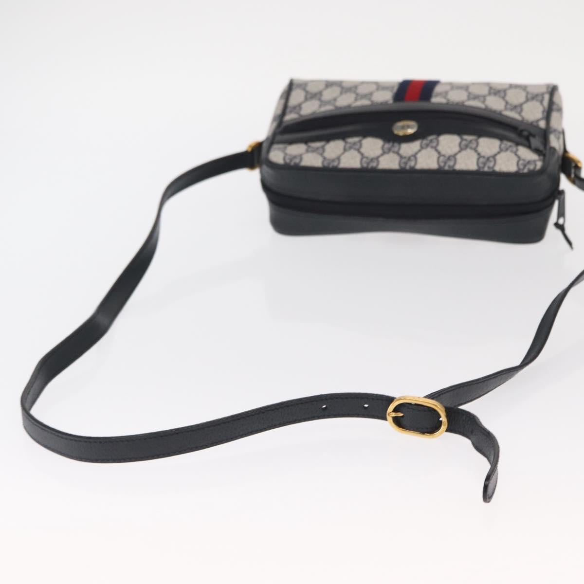 GUCCI GG Supreme Sherry Line Shoulder Bag PVC Navy Red 89 02 004 Auth am10314
