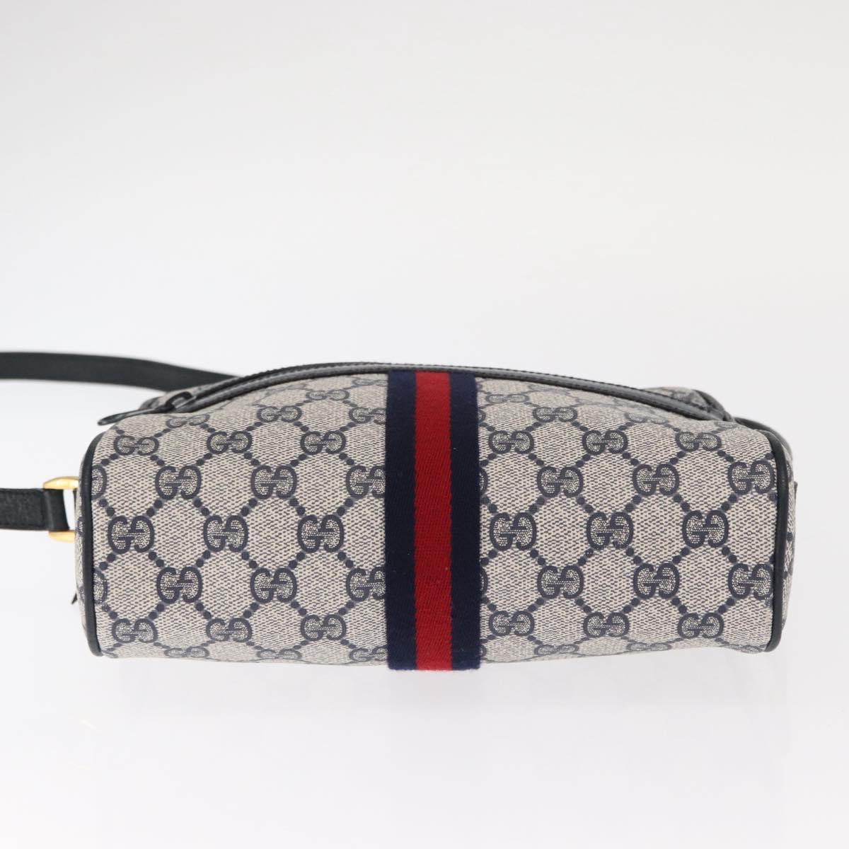 GUCCI GG Supreme Sherry Line Shoulder Bag PVC Navy Red 89 02 004 Auth am10314