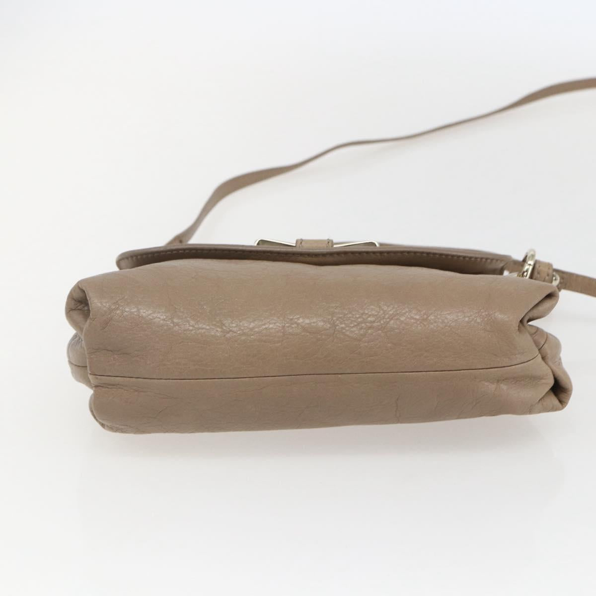 Chloe Lily Hand Bag Leather 2way Beige Silver Auth am10316