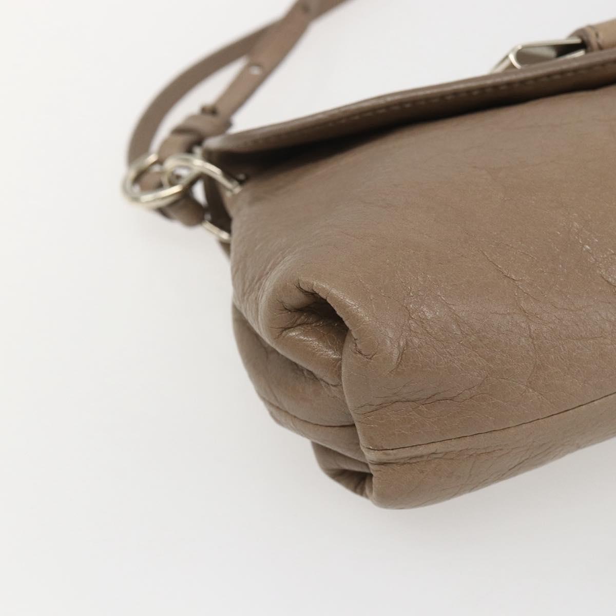 Chloe Lily Hand Bag Leather 2way Beige Silver Auth am10316