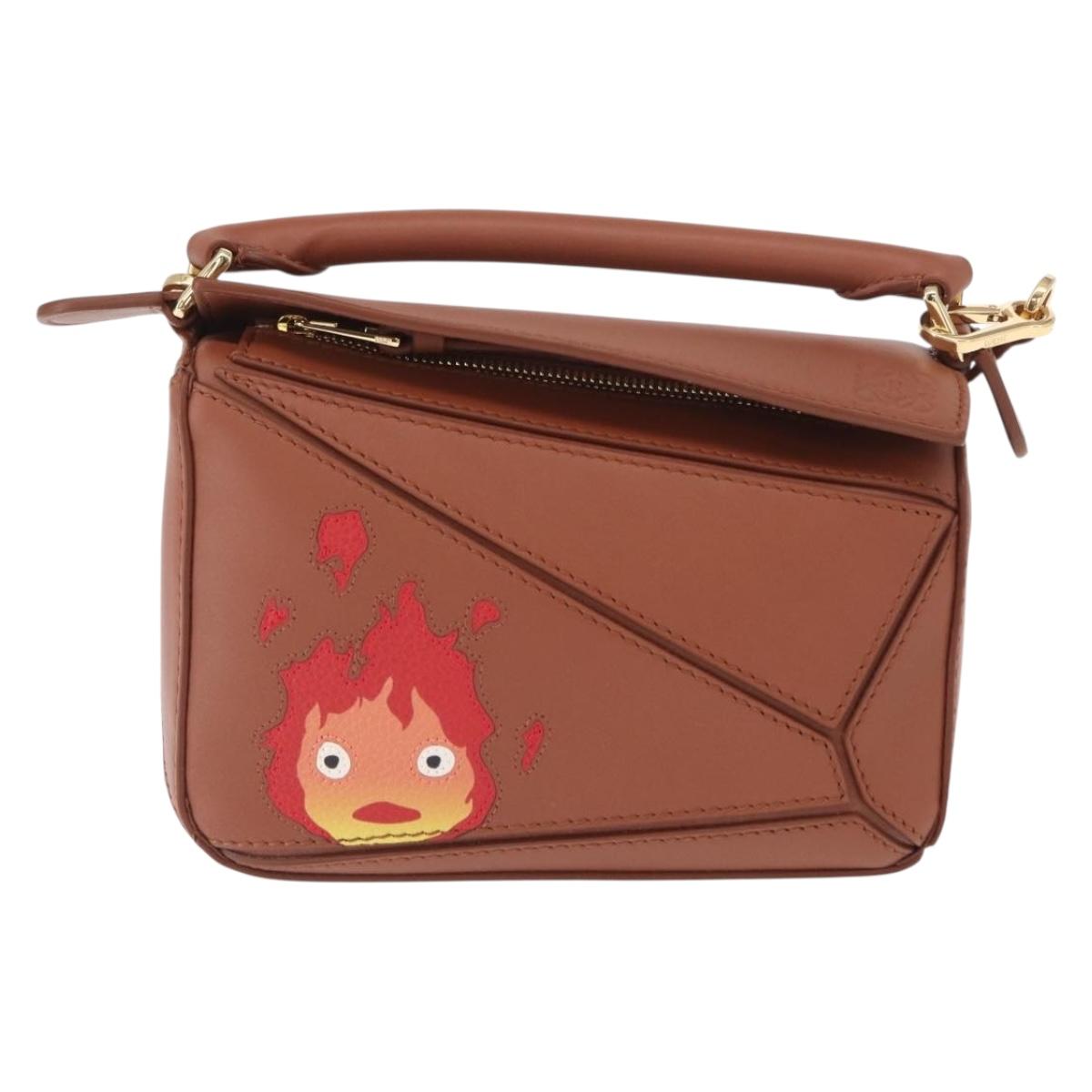 LOEWE Mini Puzzle Loewe x Studio Ghibli Calcifer Bag 2way Brown Auth am10317SM