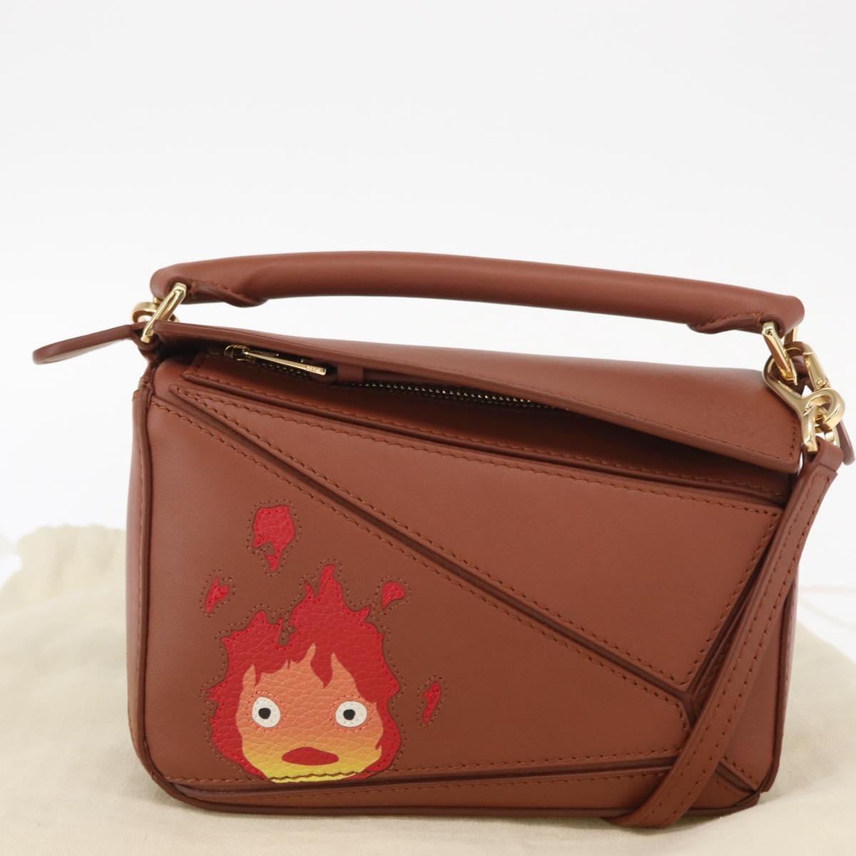LOEWE Mini Puzzle Loewe x Studio Ghibli Calcifer Bag 2way Brown Auth am10317SM