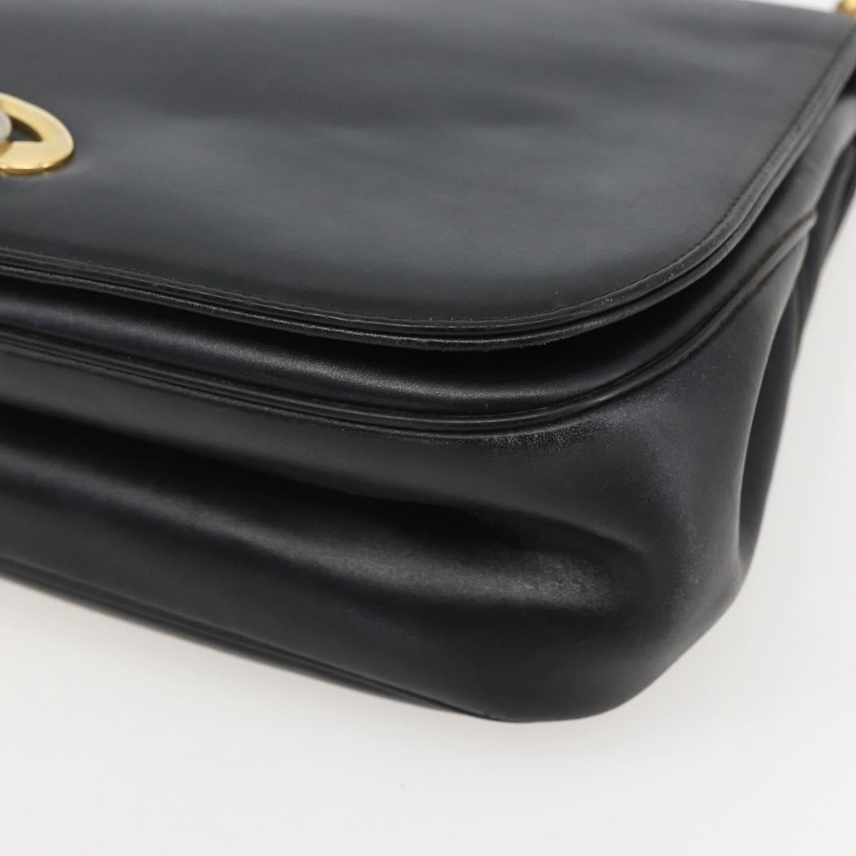Christian Dior Hand Bag Leather 2way Black Gold Auth am10322