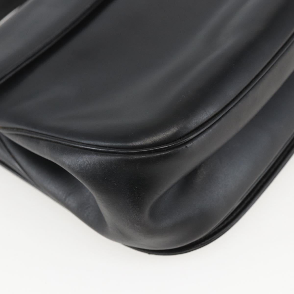 Christian Dior Hand Bag Leather 2way Black Gold Auth am10322