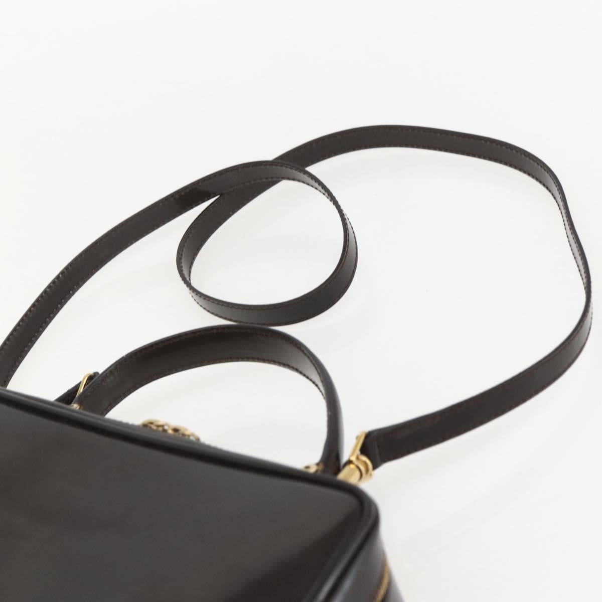 GUCCI Vanity Bag Bag Enamel 2way Brown Gold 000 2122 0565 Auth am10324