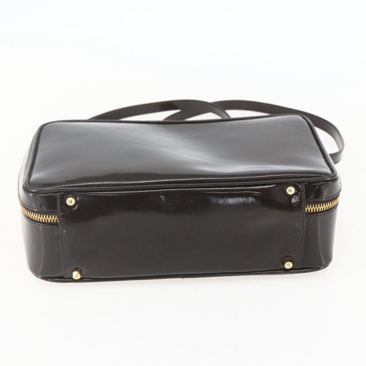 GUCCI Vanity Bag Bag Enamel 2way Brown Gold 000 2122 0565 Auth am10324