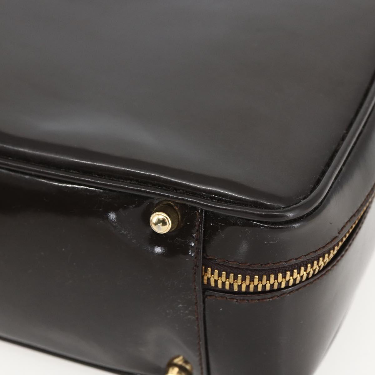 GUCCI Vanity Bag Bag Enamel 2way Brown Gold 000 2122 0565 Auth am10324