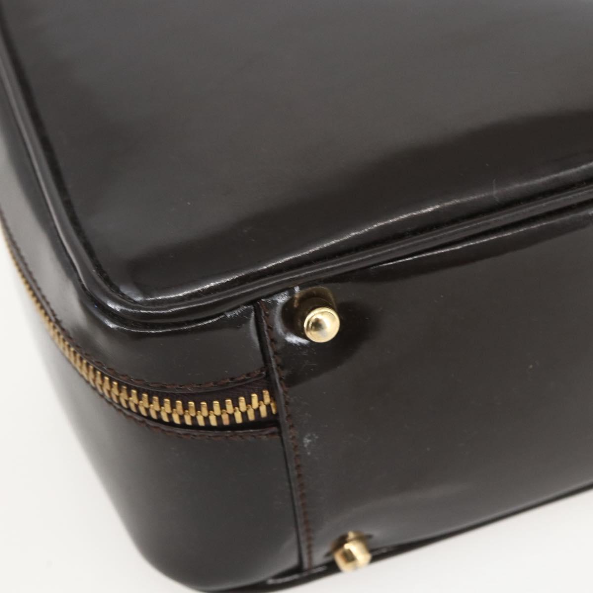 GUCCI Vanity Bag Bag Enamel 2way Brown Gold 000 2122 0565 Auth am10324