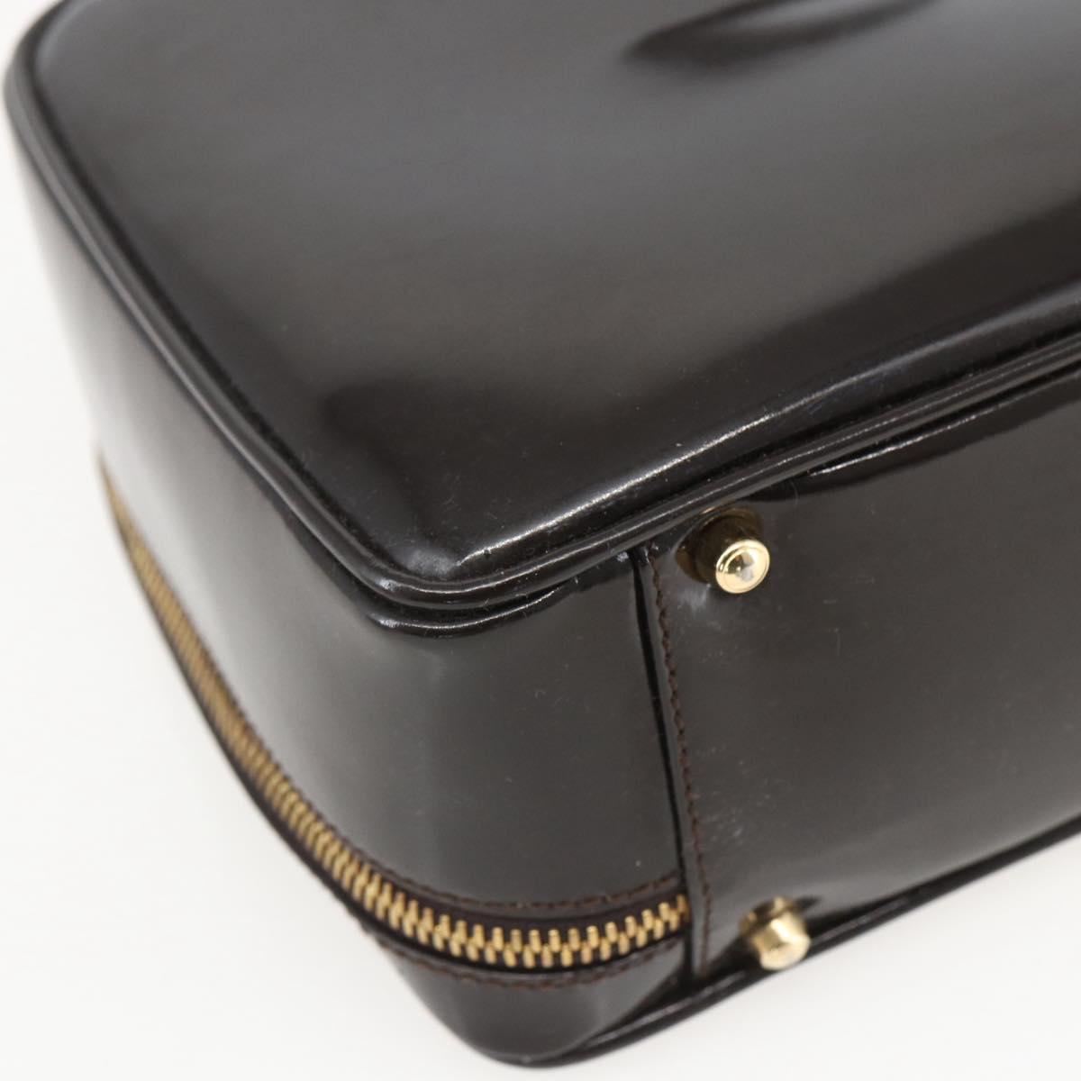 GUCCI Vanity Bag Bag Enamel 2way Brown Gold 000 2122 0565 Auth am10324