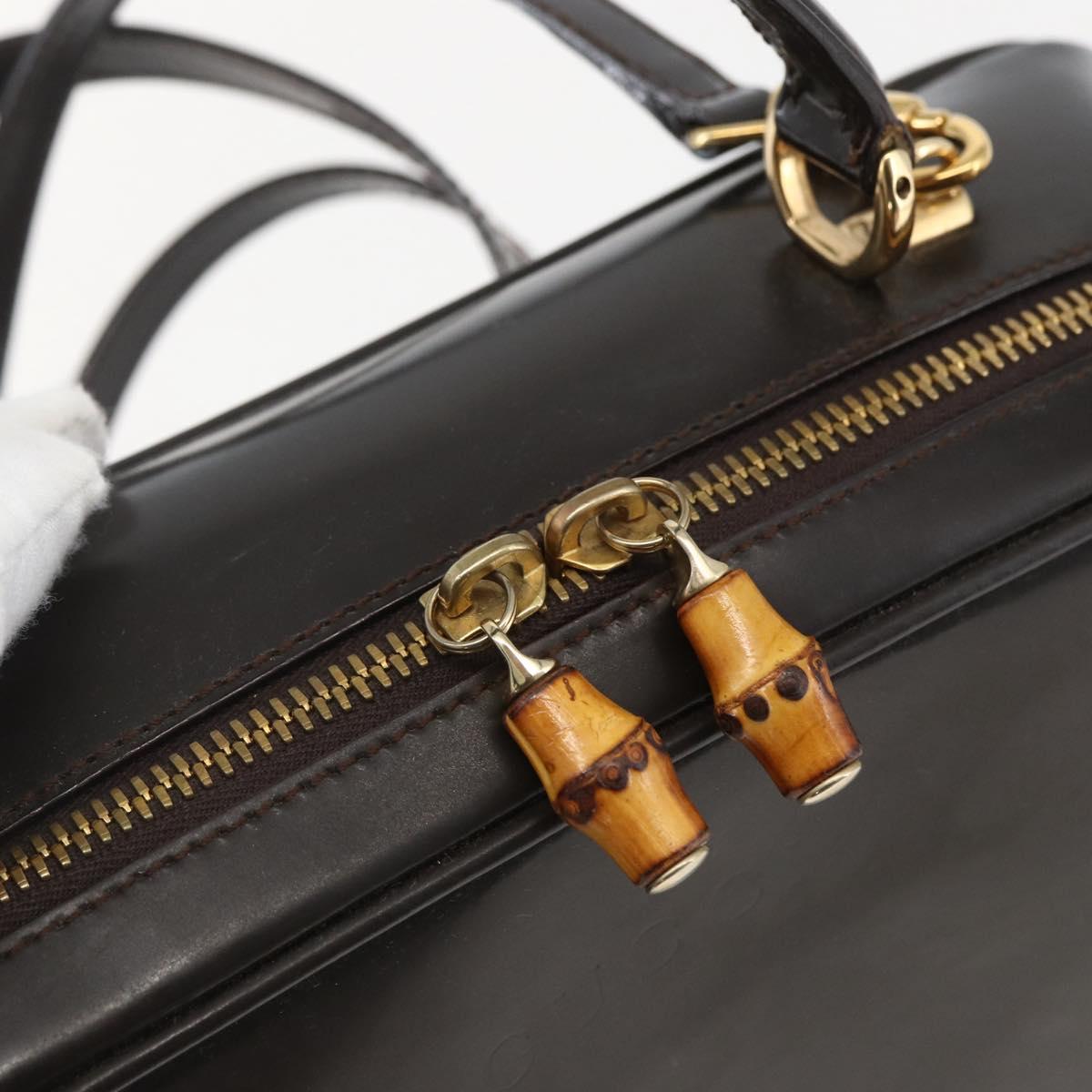 GUCCI Vanity Bag Bag Enamel 2way Brown Gold 000 2122 0565 Auth am10324