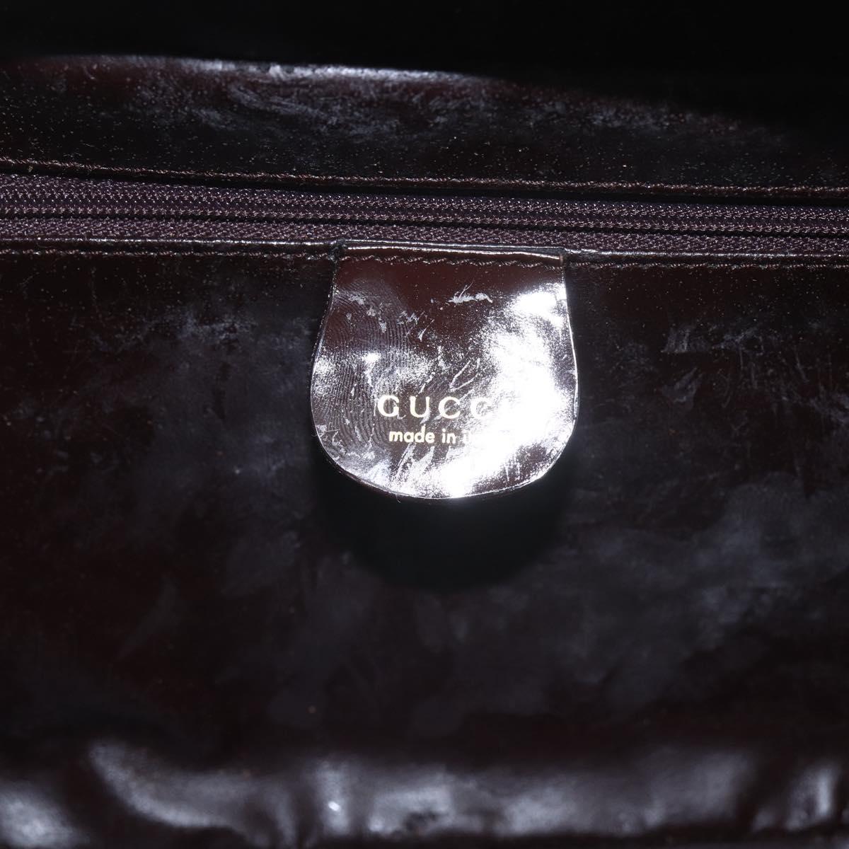 GUCCI Vanity Bag Bag Enamel 2way Brown Gold 000 2122 0565 Auth am10324