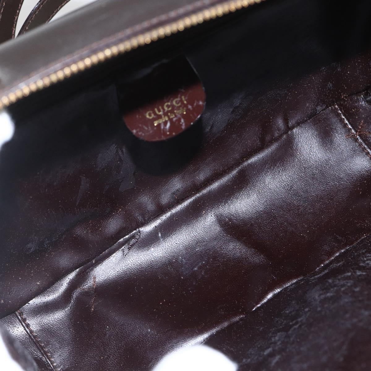 GUCCI Vanity Bag Bag Enamel 2way Brown Gold 000 2122 0565 Auth am10324