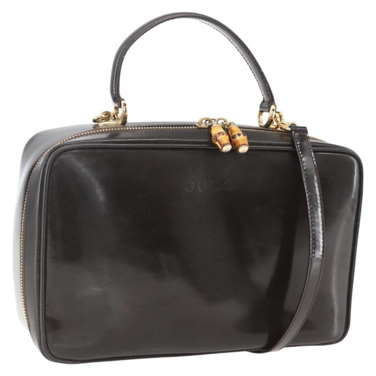 GUCCI Vanity Bag Bag Enamel 2way Brown Gold 000 2122 0565 Auth am10324