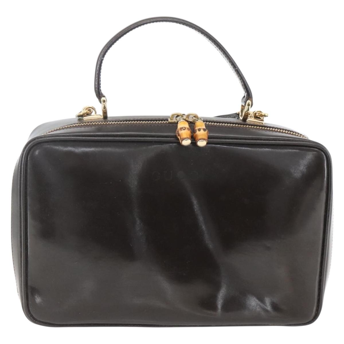 GUCCI Vanity Bag Bag Enamel 2way Brown Gold 000 2122 0565 Auth am10324