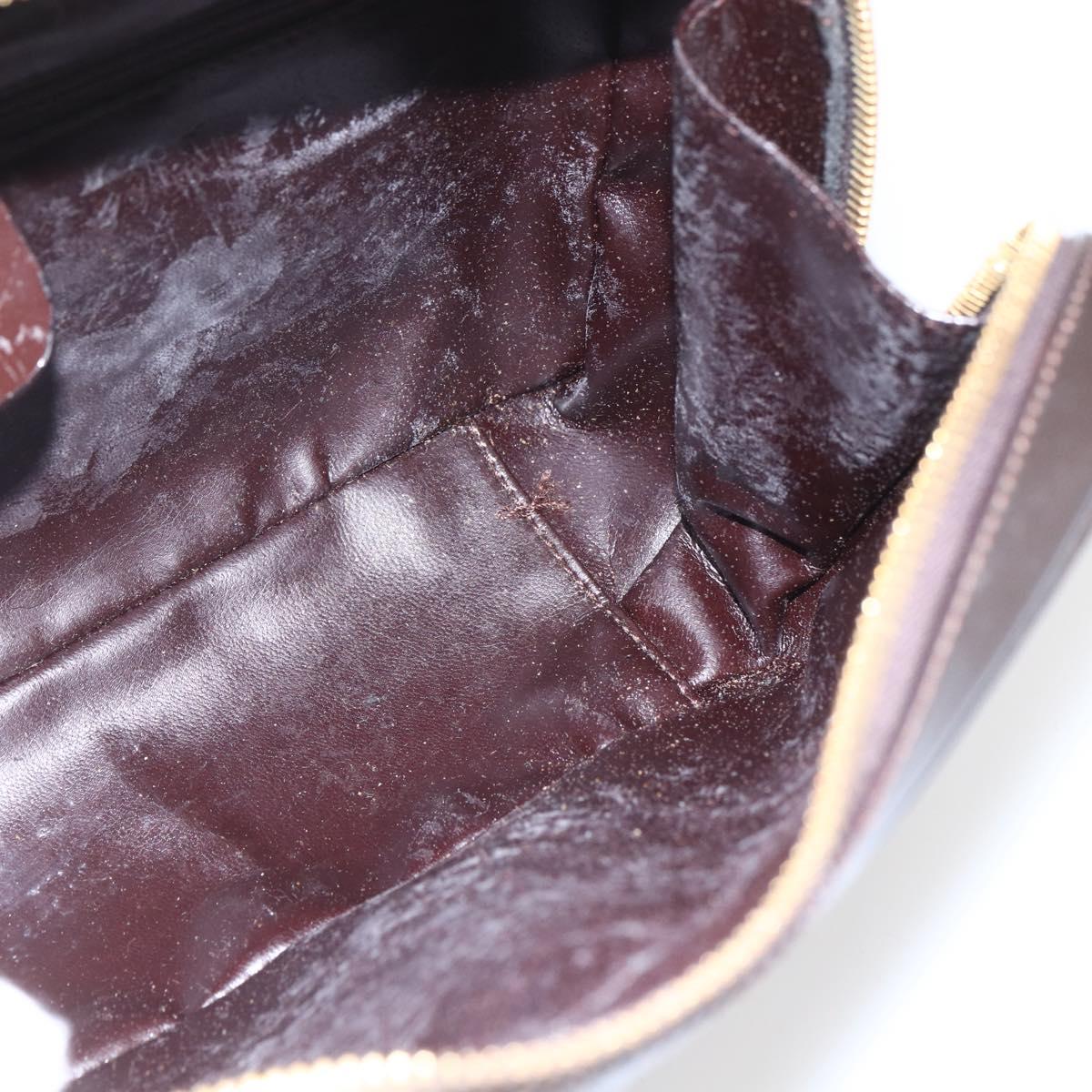 GUCCI Vanity Bag Bag Enamel 2way Brown Gold 000 2122 0565 Auth am10324