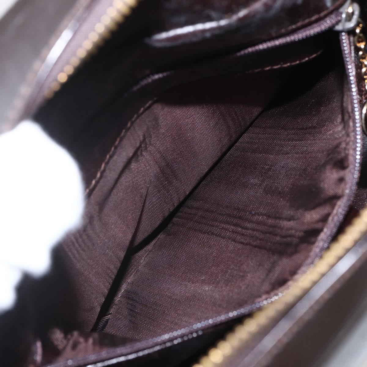 GUCCI Vanity Bag Bag Enamel 2way Brown Gold 000 2122 0565 Auth am10324