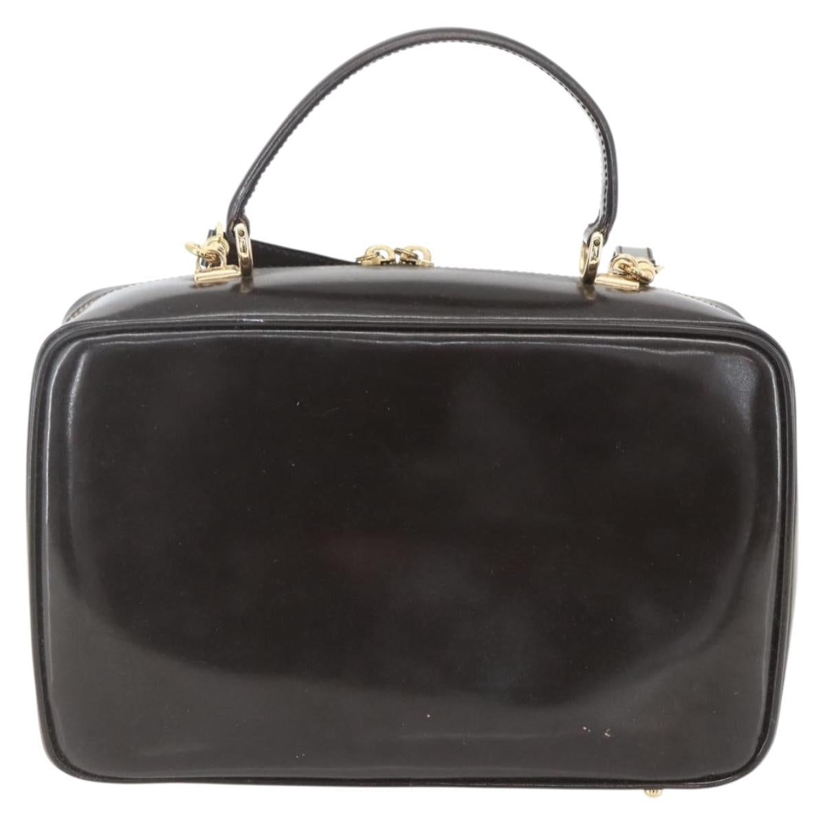 GUCCI Vanity Bag Bag Enamel 2way Brown Gold 000 2122 0565 Auth am10324