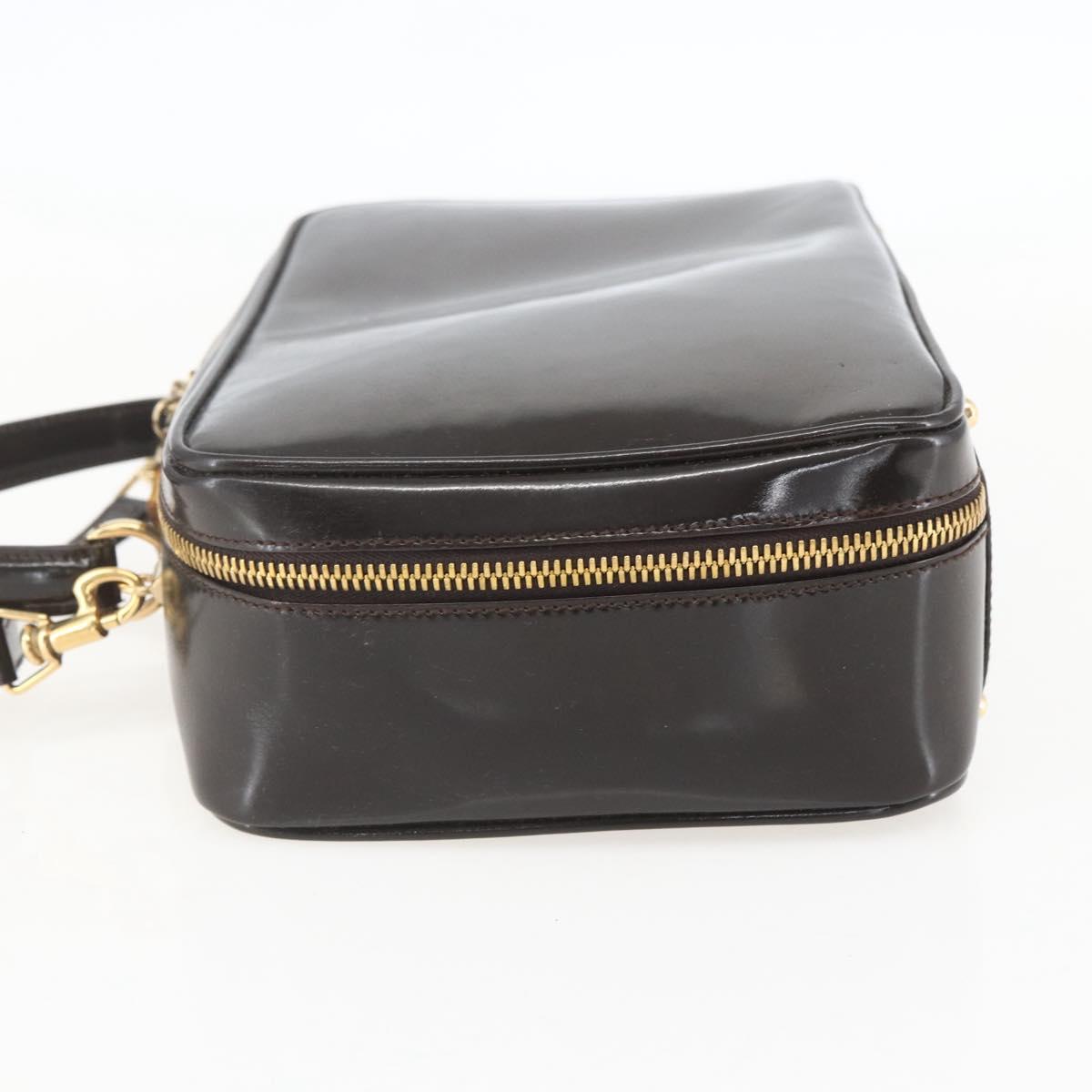 GUCCI Vanity Bag Bag Enamel 2way Brown Gold 000 2122 0565 Auth am10324