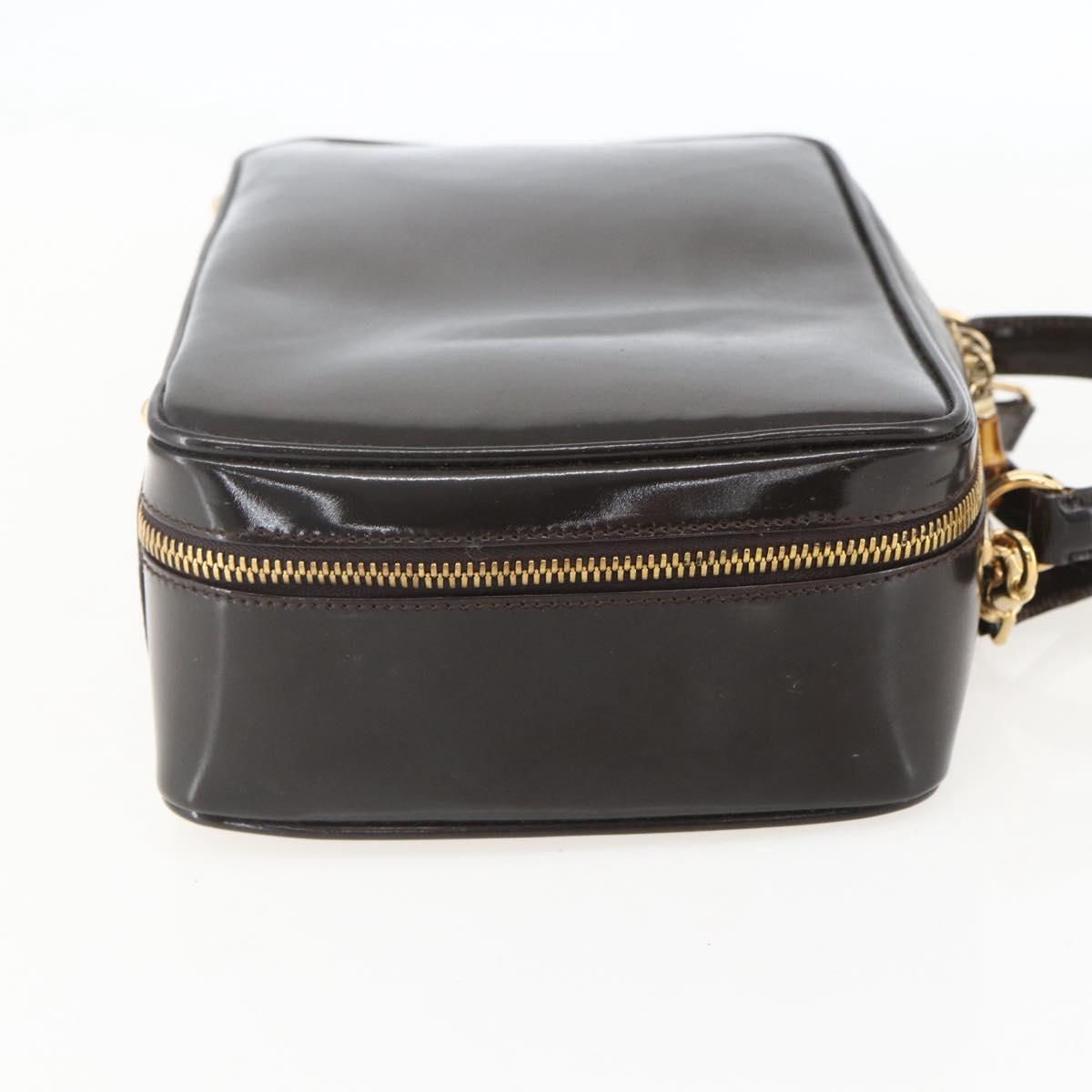 GUCCI Vanity Bag Bag Enamel 2way Brown Gold 000 2122 0565 Auth am10324