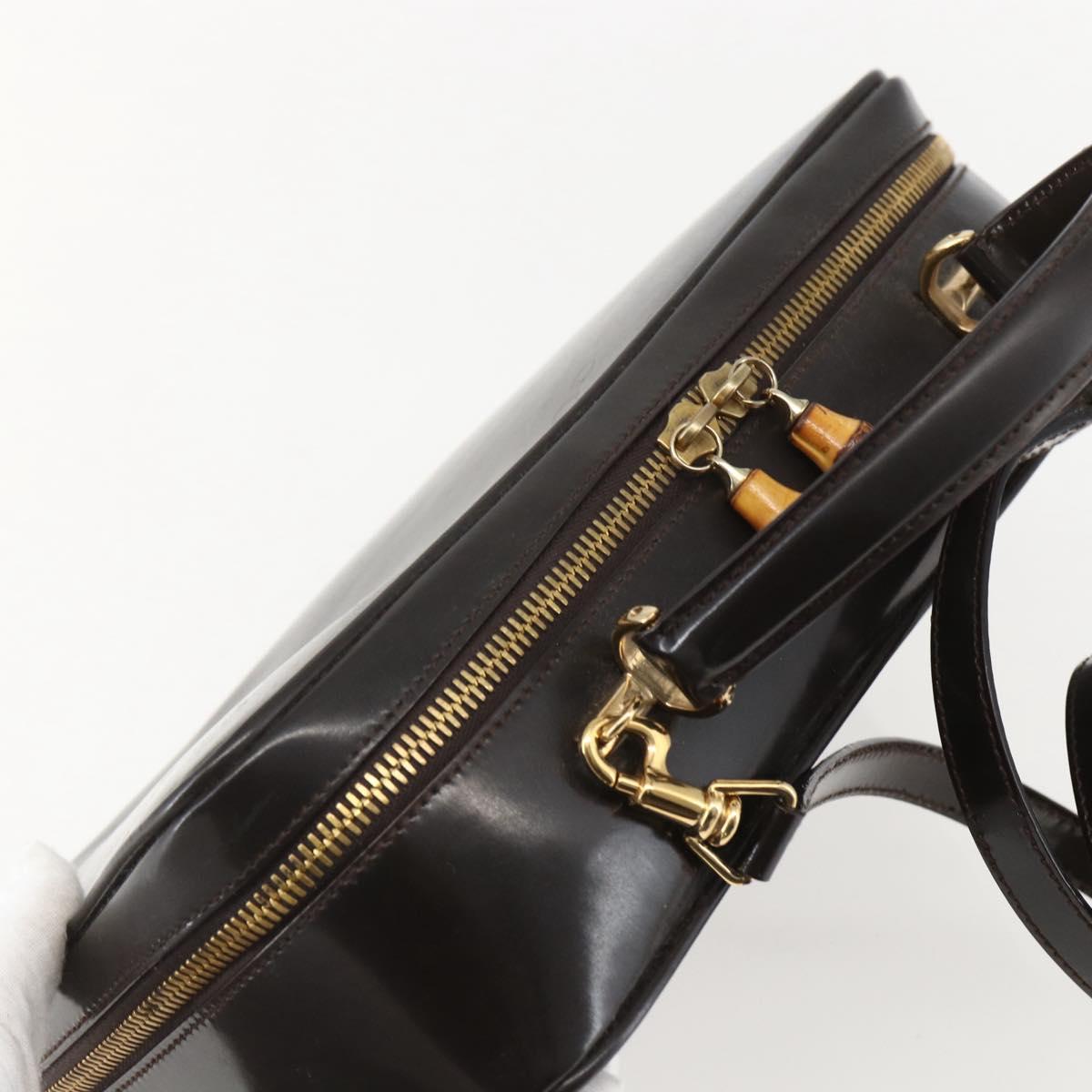 GUCCI Vanity Bag Bag Enamel 2way Brown Gold 000 2122 0565 Auth am10324